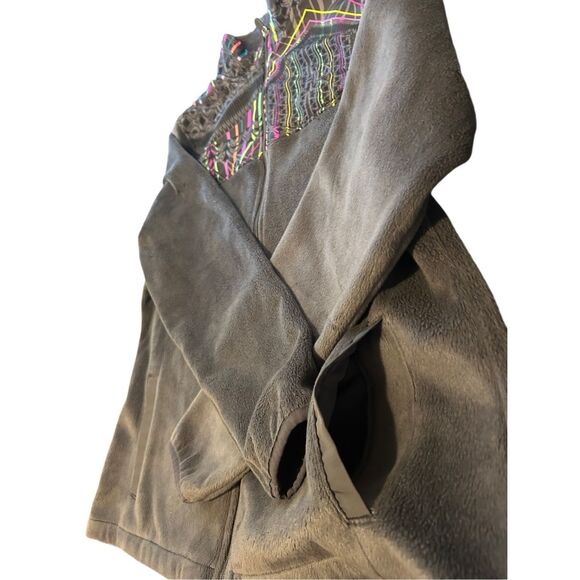 Fila Sport Soft Fleece Jacket Gray Full Zip Up Colorful Size L - Picture 10 of 13